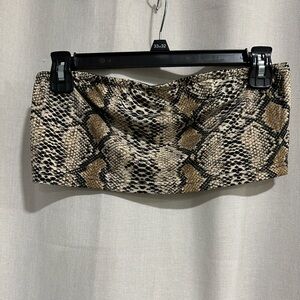 Brown Python Snake print matching Bandeau top with biker shorts